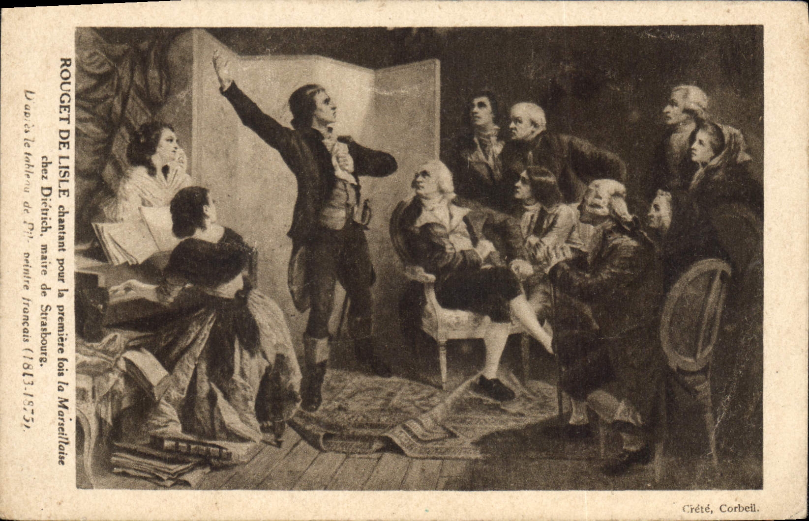 CPA Rouget de Lisle Chantant pour la premiere bois la Marseilloise chez Dietrich Maire de Strasbourg