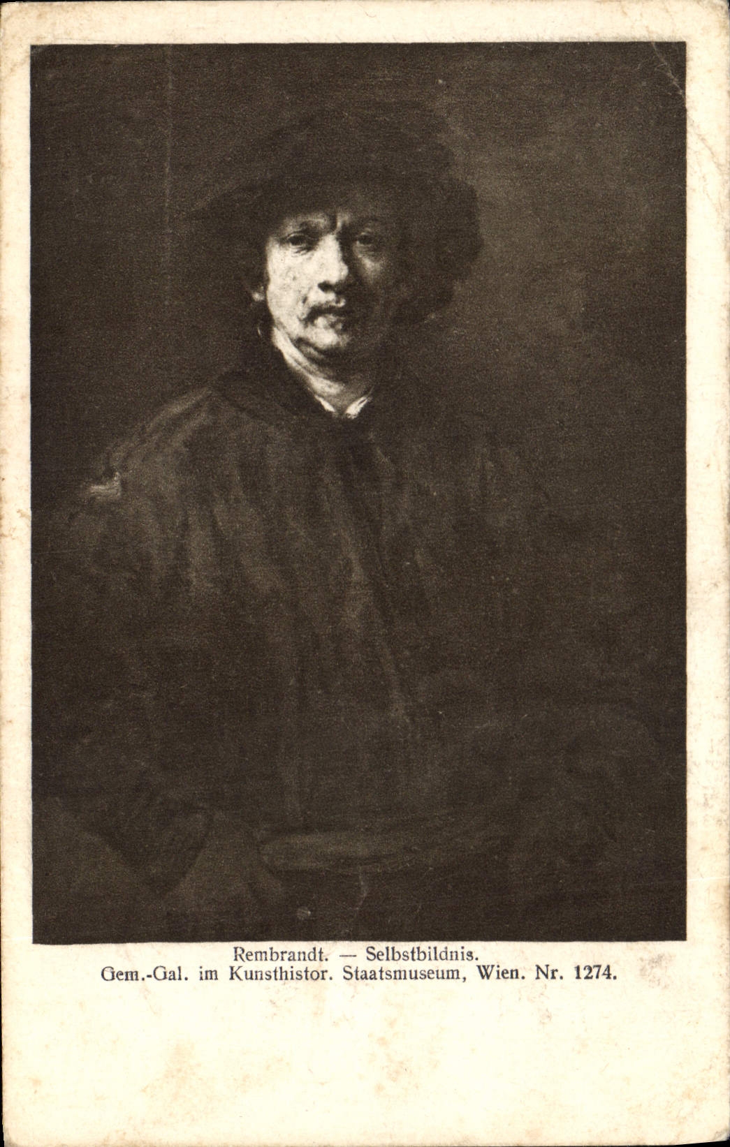 CPA Rembrandt Selbstbildnis Gem Gal im Kunsthistor Staatsmuseum Wien 