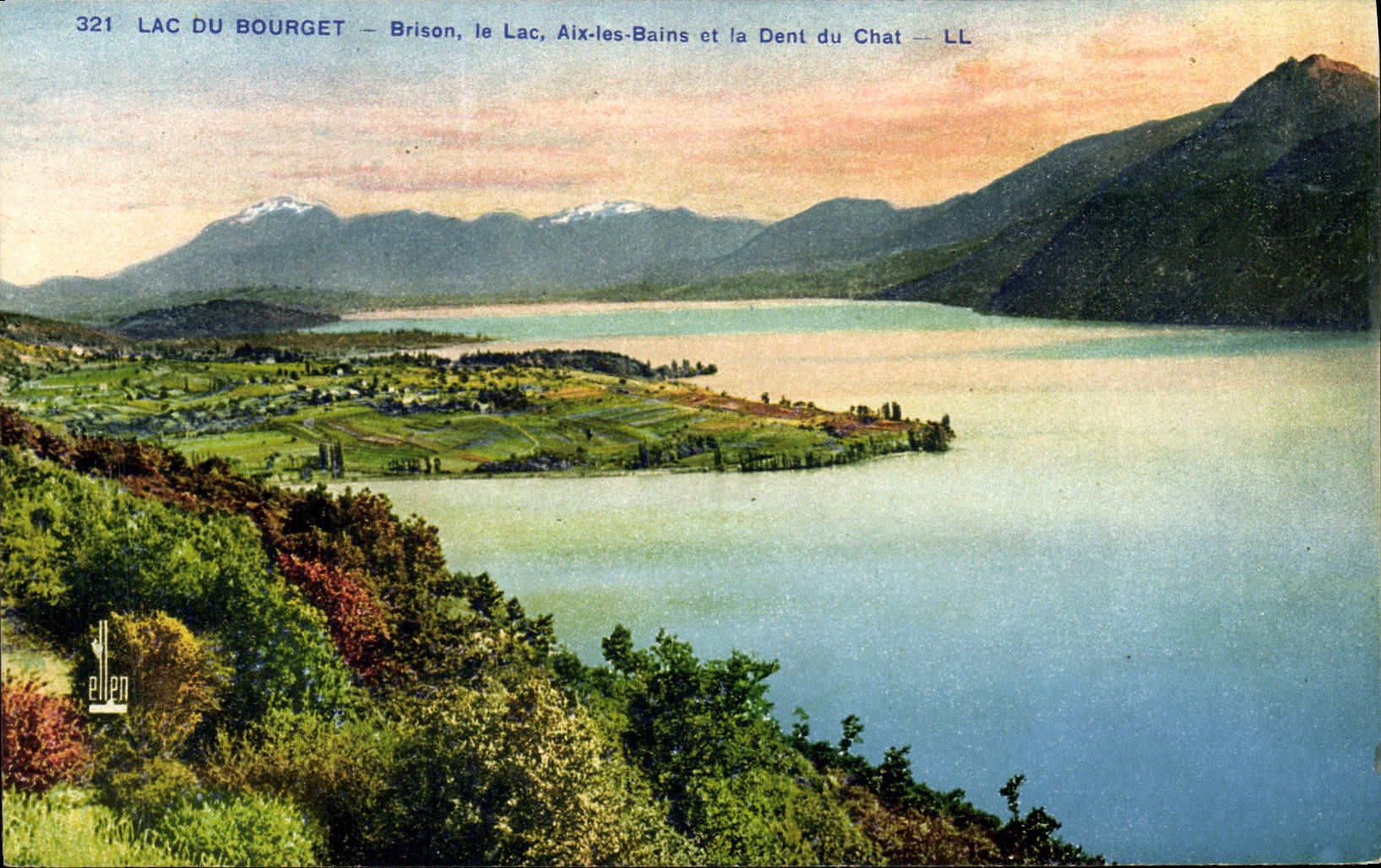 CPA Lac du Bourget Brison le Lac Aix les Bains et la Dent du Chat 