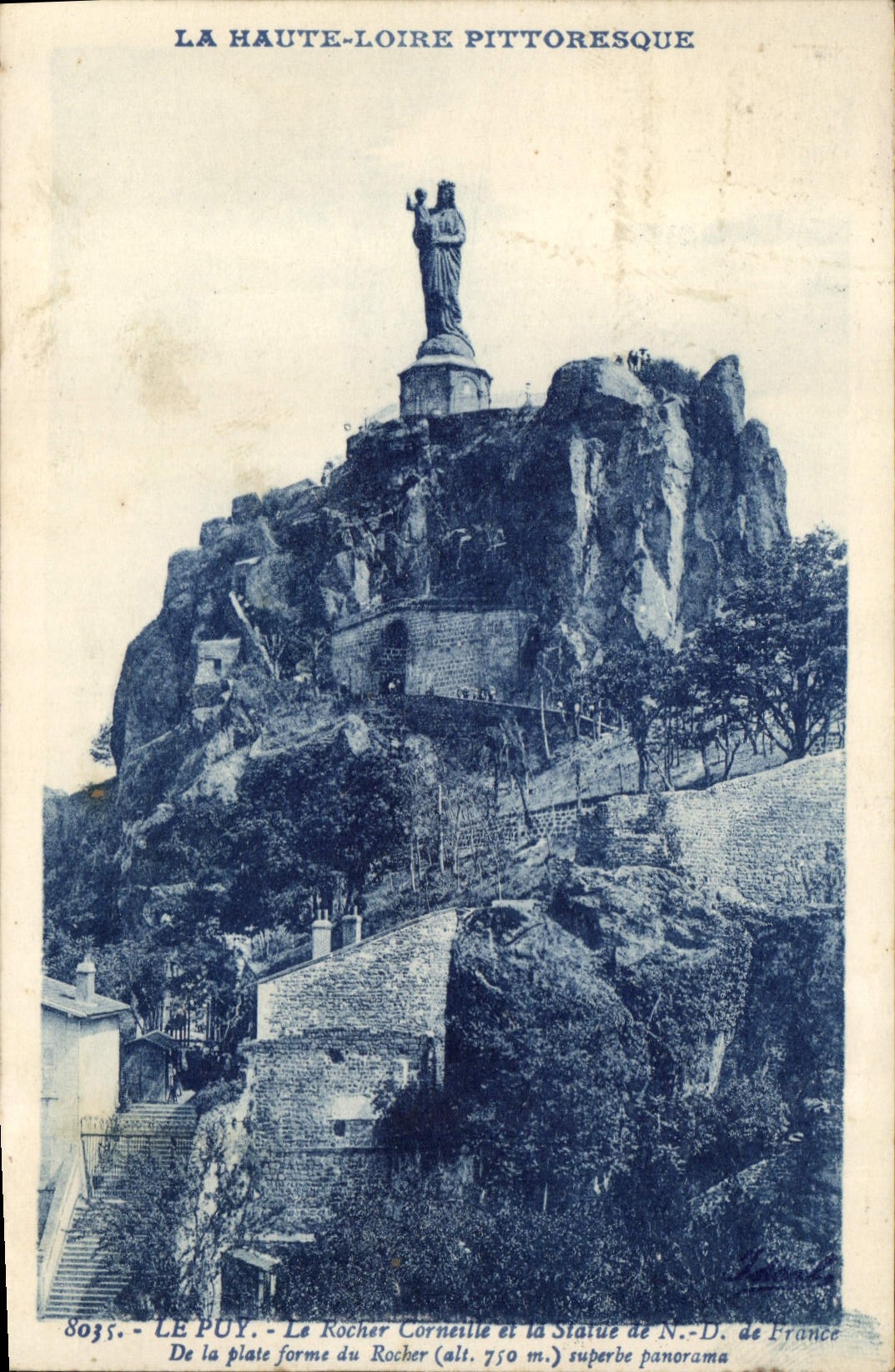 CPA La Haute Loire Pittoresque Le Puy Le Rocher Corneille et la Statue de Notre Dame de France de la