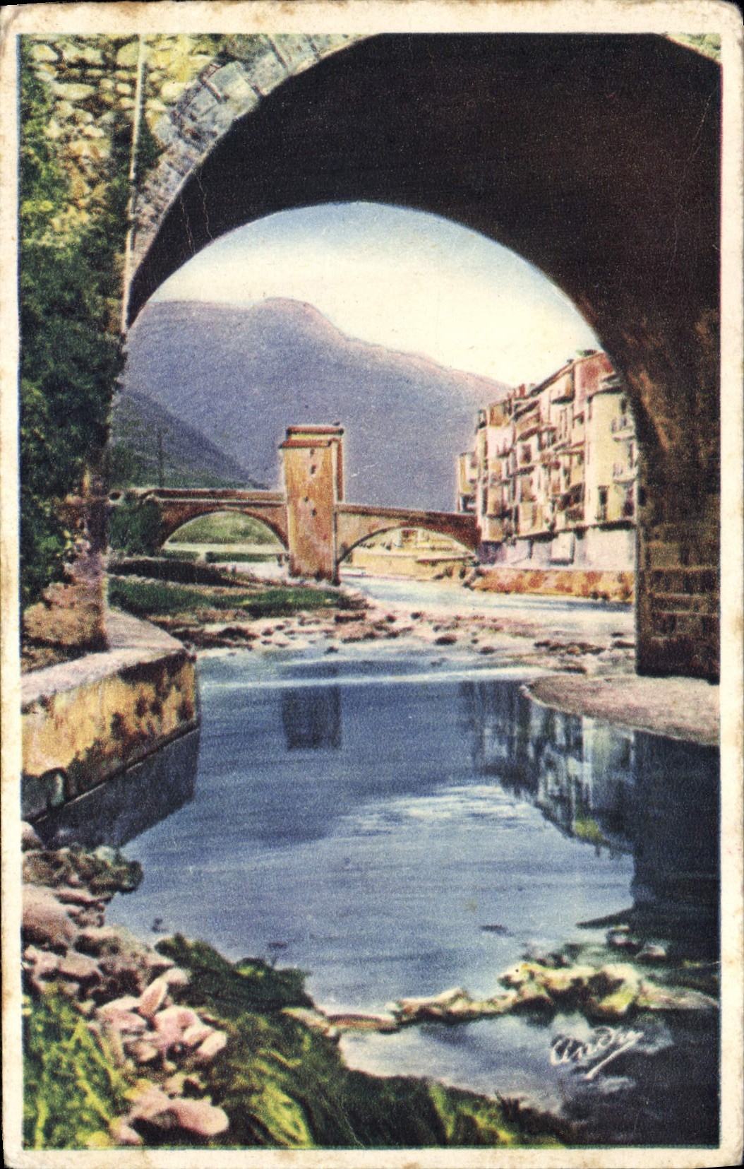 CPA Sospel Le Vieux pont sur La Bevera 