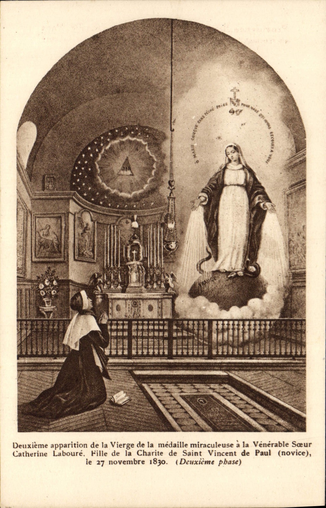 CPA Deuxieme apparition de la Vierge de la medaille miraculeuse a la Venerable Soeur Catherine Labou