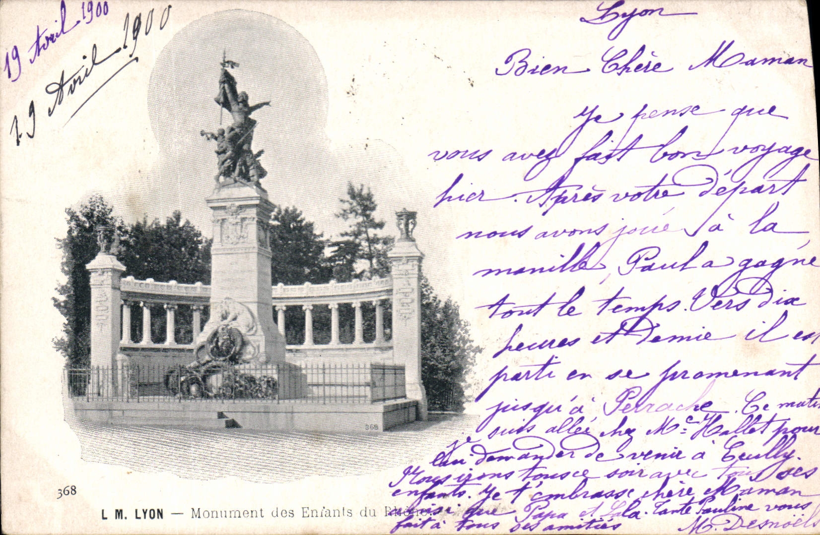 CPA Lyon Monument des Enfants du Rhone