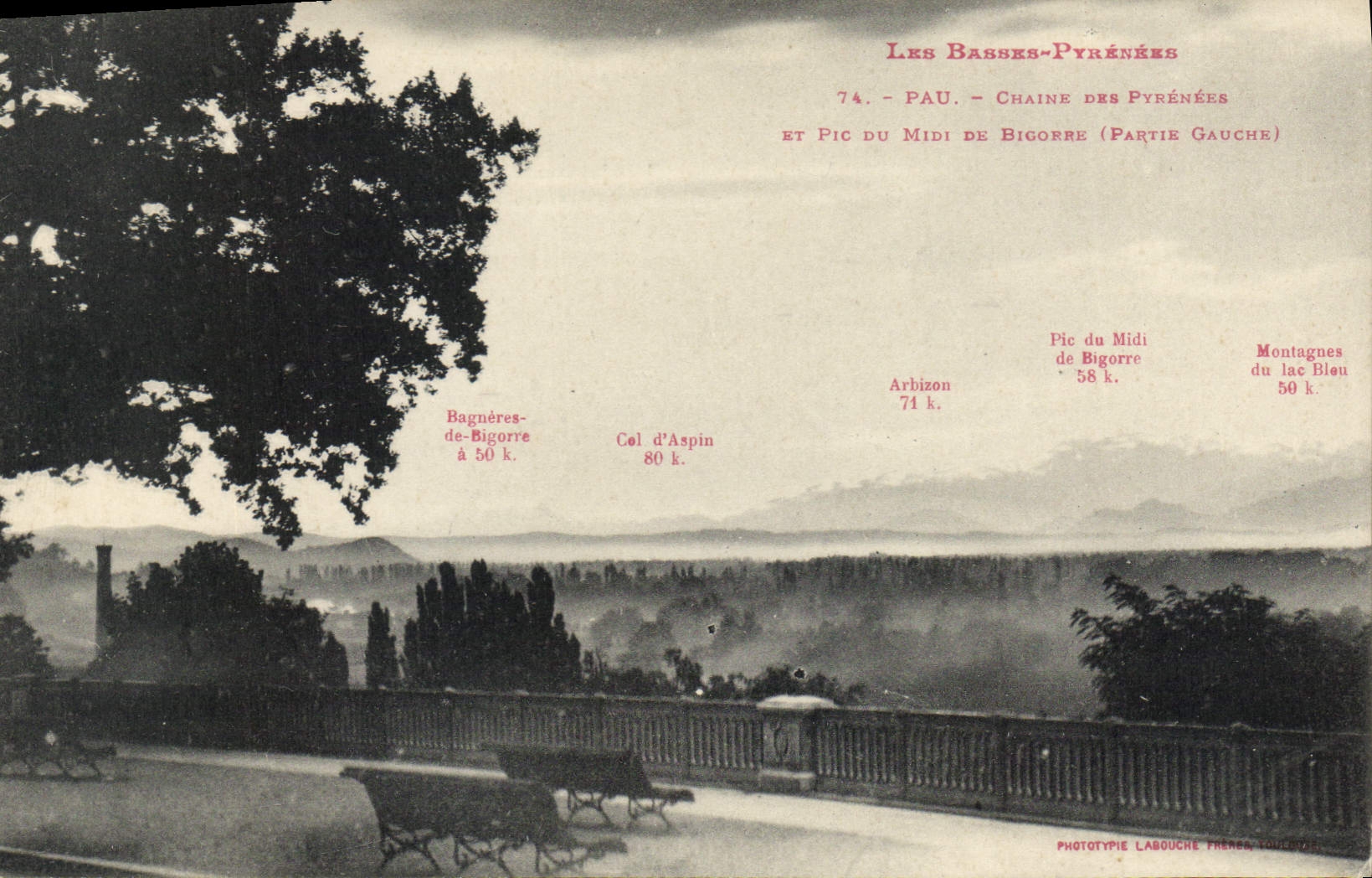 CPA Les Basses Pyrenees Pau Chaine des Pyrenees et Pic du Midi Bicorre Partie Gauche 