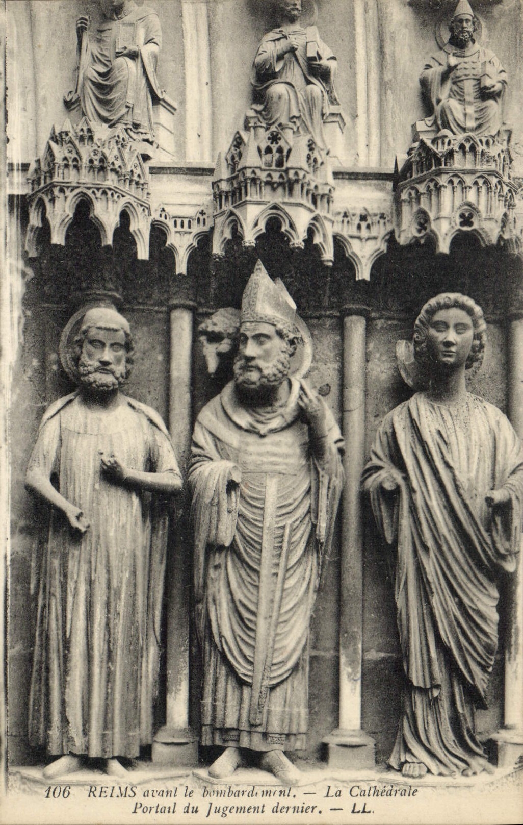 CPA Reims avant le bombardement la Cathedrale Portail du Jugement dernier 