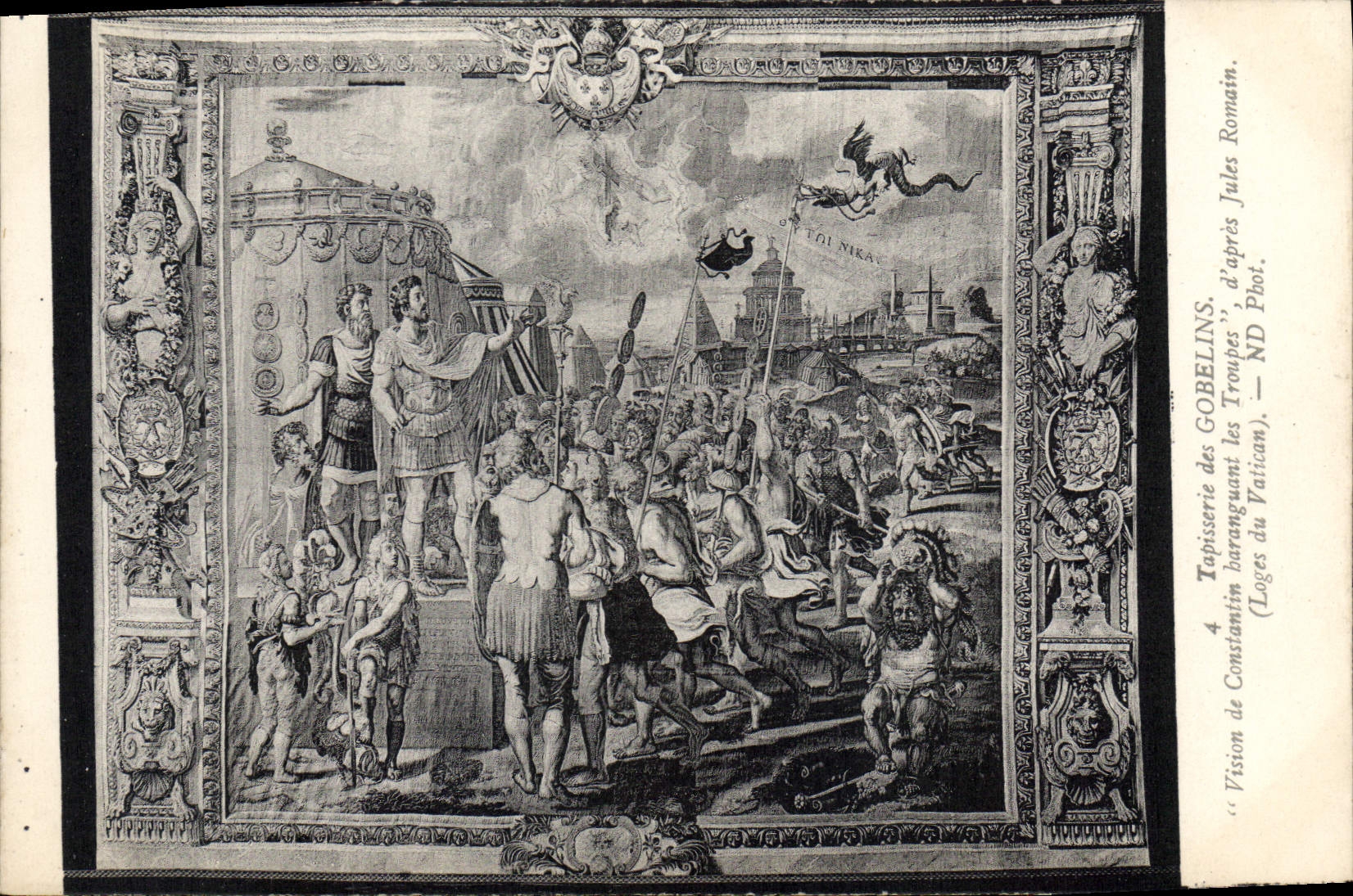 CPA Tapisserie des Gobelins vision de Constantin baranguant les Troupes d'apres Jules Romain Loges d