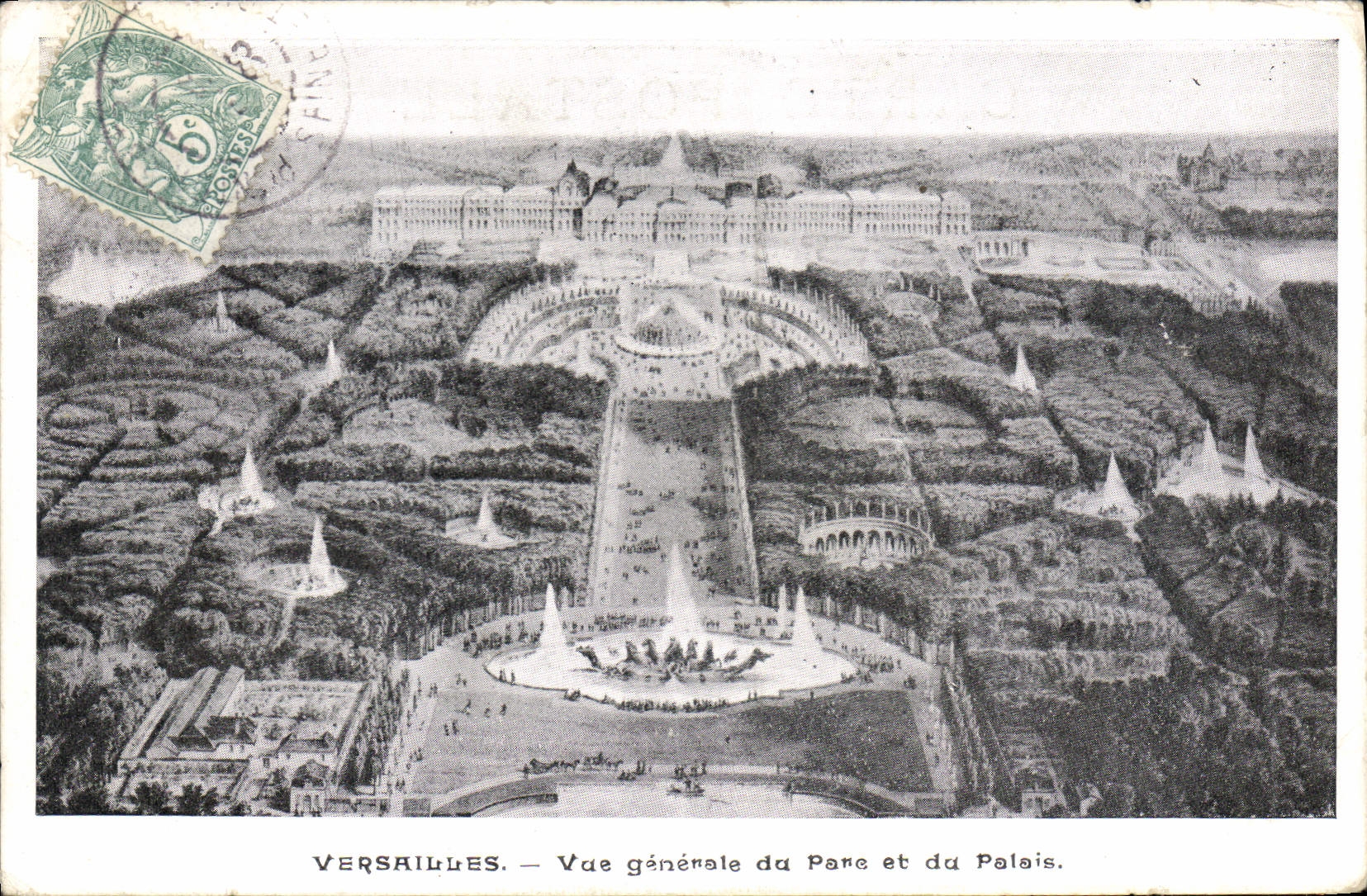 CPA Versailles Vue generale du Parc et du Palais 