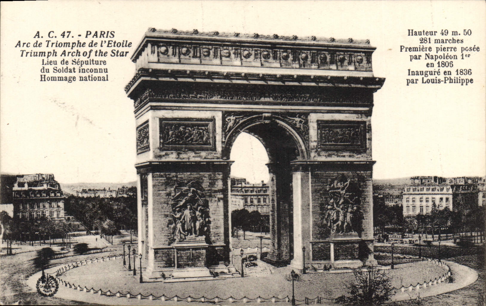 CPA Paris Arc de Triomphe de l'Etoile Lieu de Sepulture du Soldat inconnu Hommage national