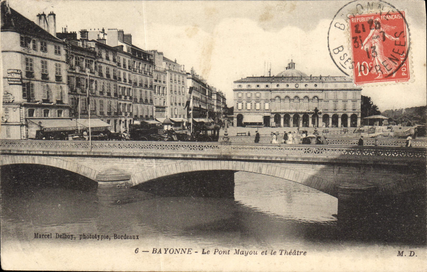 CPA Bayonne Le Pont Mayou et le Theatre