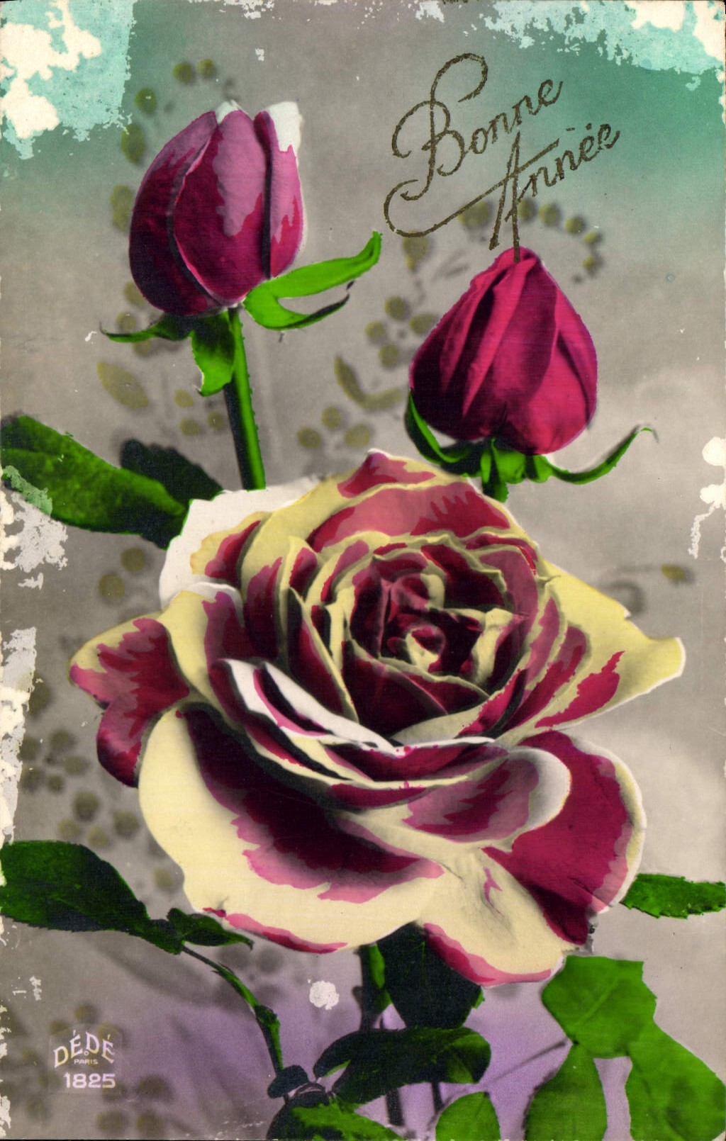 CPA Bonne Annee Fleurs