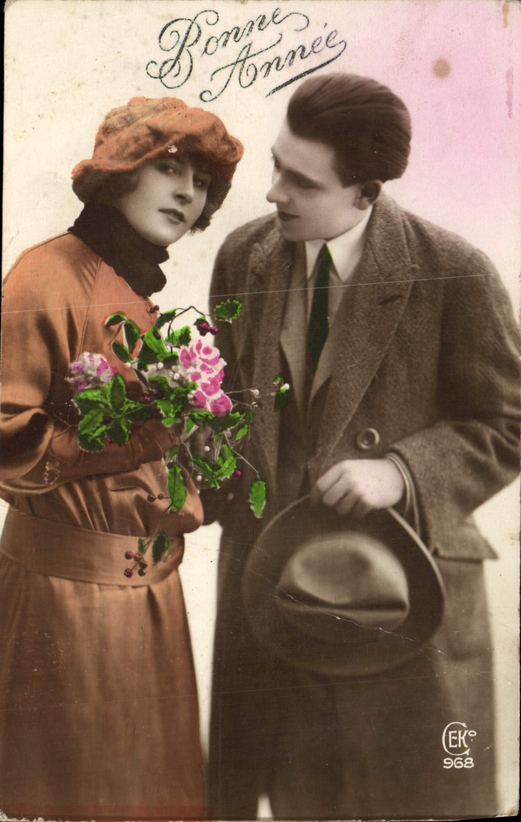 CPA Bonne Annee Femme