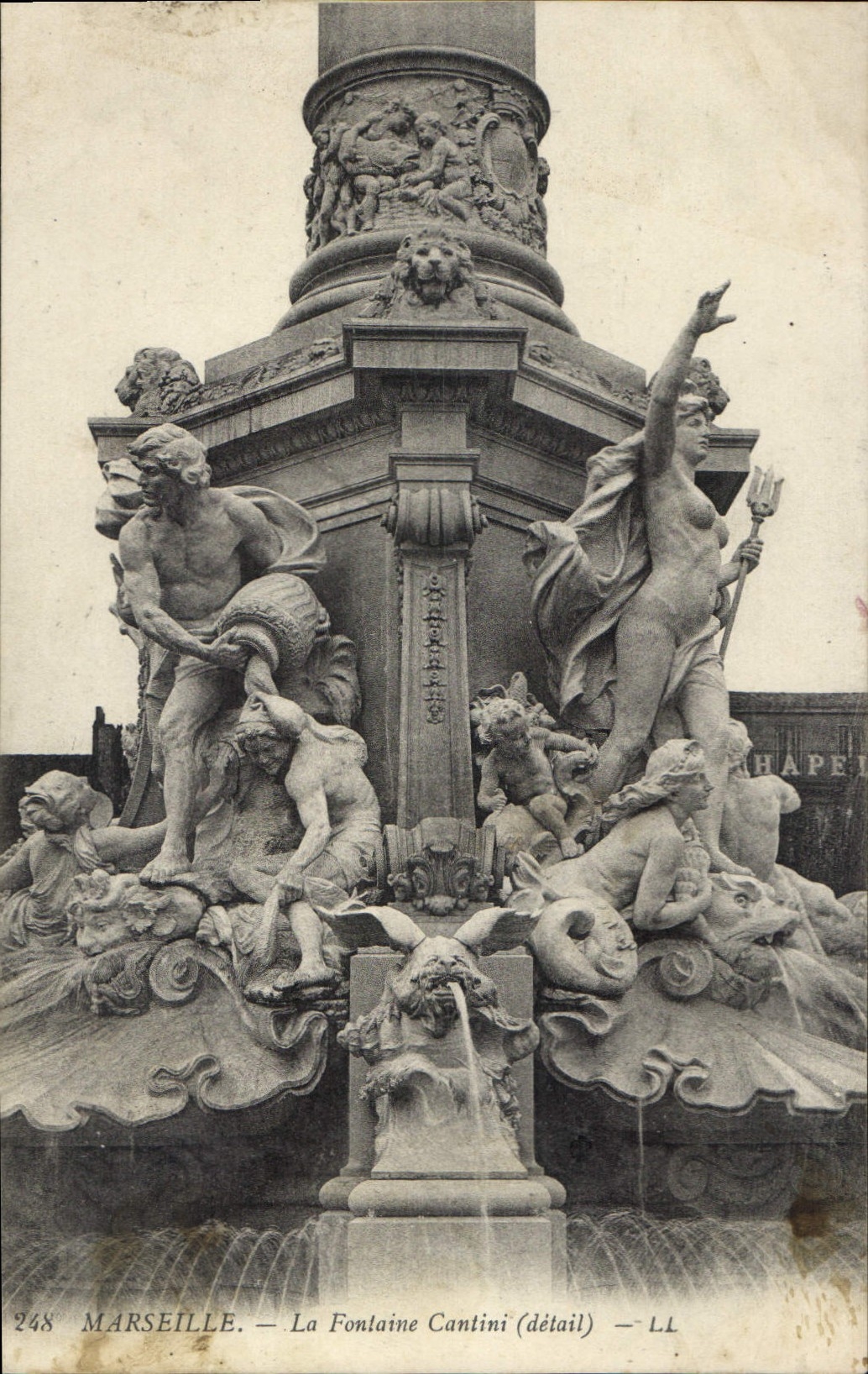 CPA Marseille La Fontaine Cantini detail 