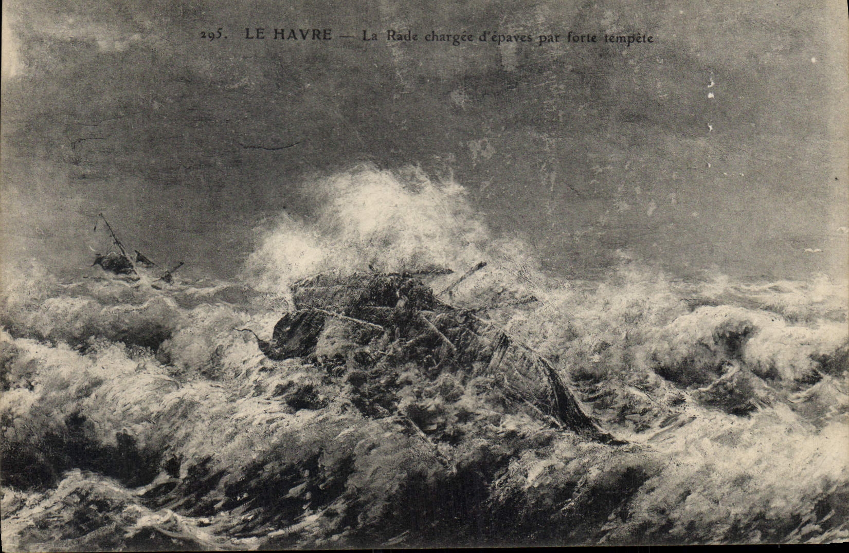 CPA Le Havre La Rade charge d'epaves par forte tempete