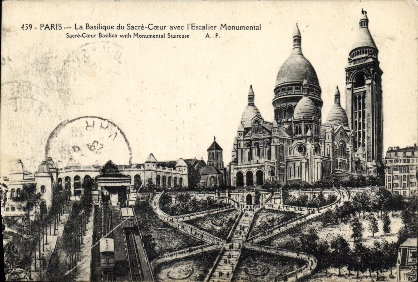 CPA Paris la Basilique du Sacre avec l'Escalier Monumental 