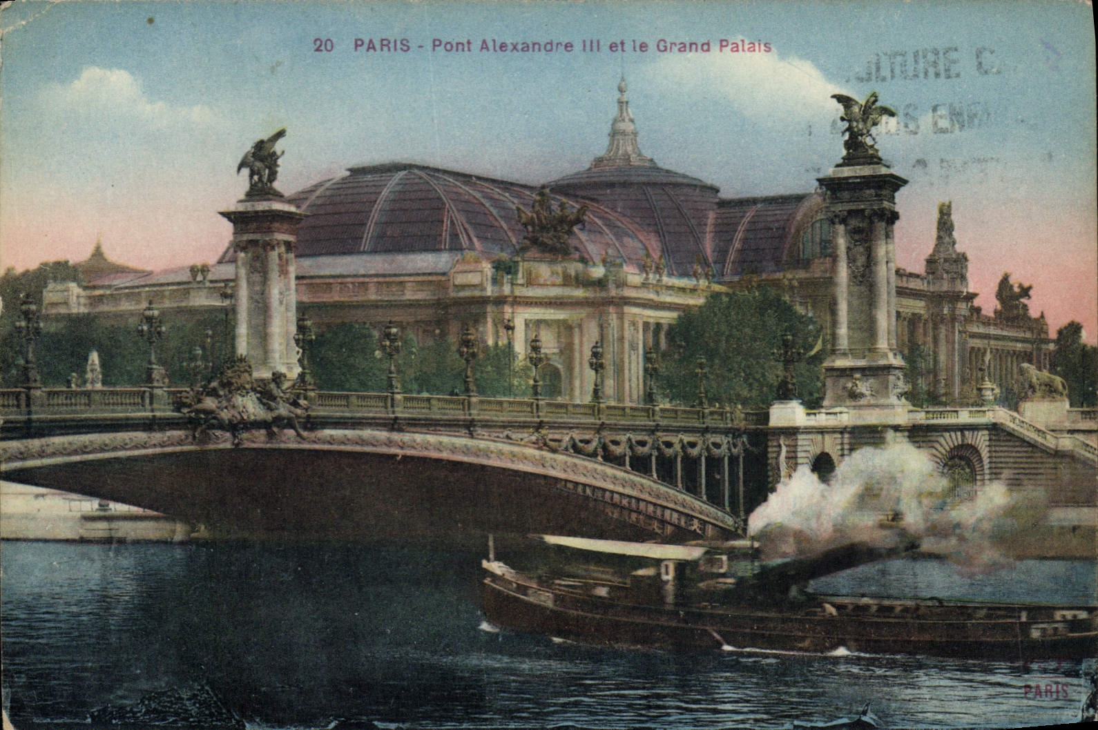 CPA Paris Pont Alexandre III et le Grand Palais Bateau