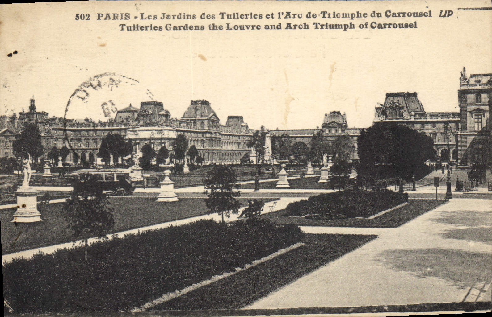 CPA Paris les Jardins des Tuileries et l'Arc de Triomphe du Carrousel 