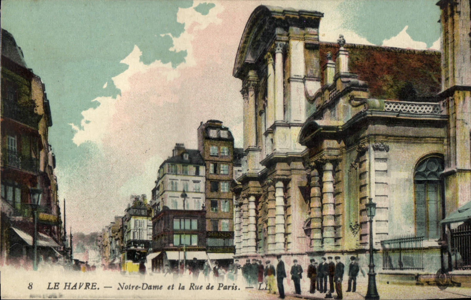 CPA Le Havre Notre Dame et la Rue de Paris