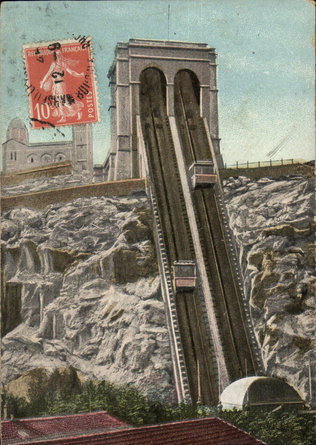 CPA Marseille L'ascenseur de N D de la Garde 