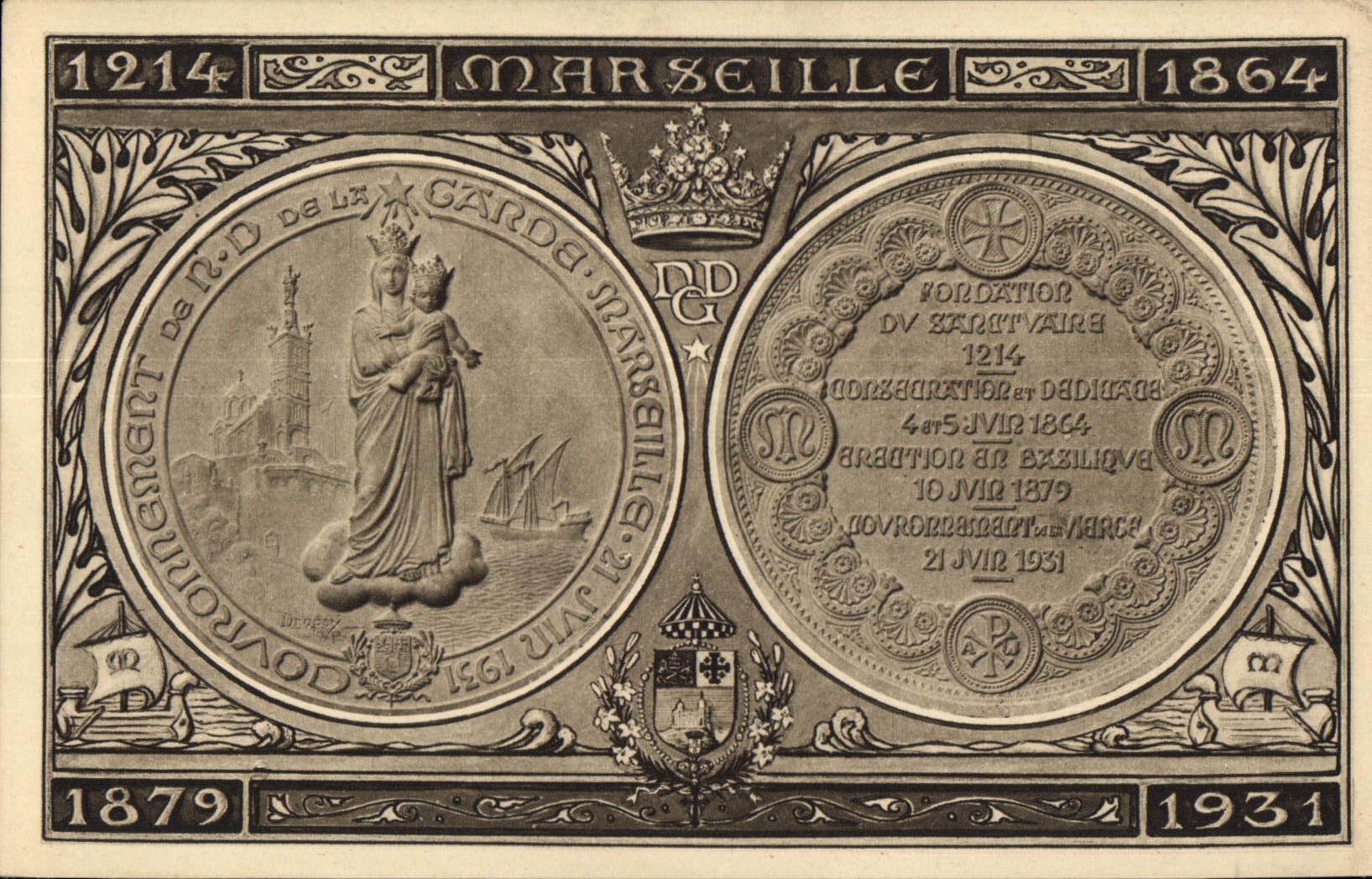 CPA Marseille Souvenir de N D de la Garde 