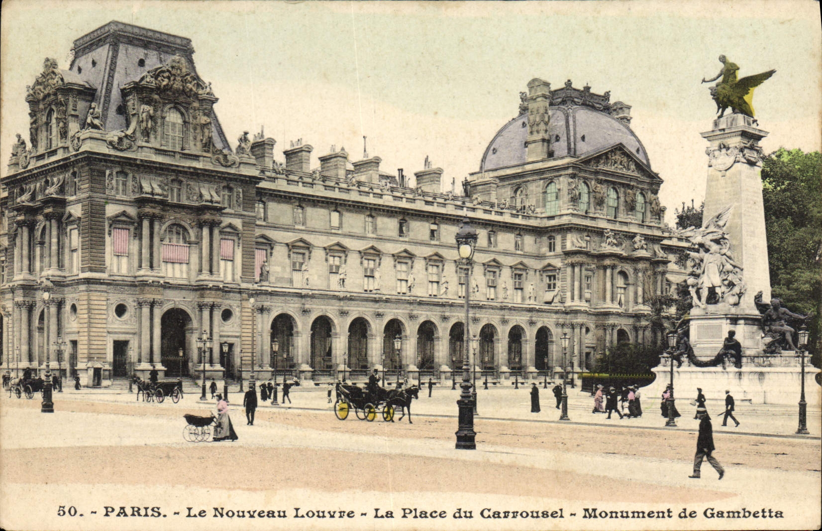 CPA Paris Le Nouveau Louvre La Place du Carrousel Monument de Gambetta