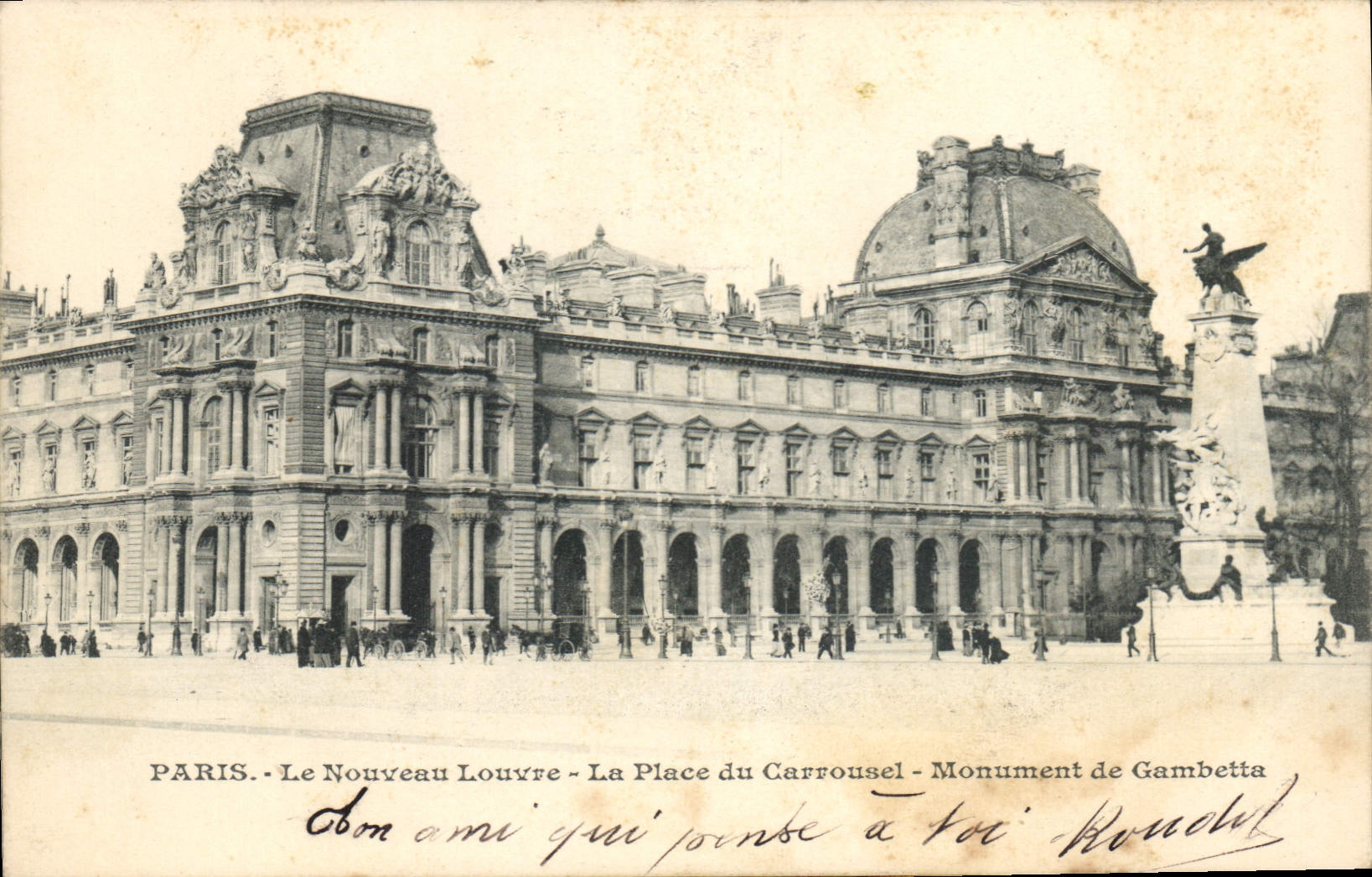 CPA Paris Le Nouveau Louvre La Place du Carrousel Monumeny de Gambetta