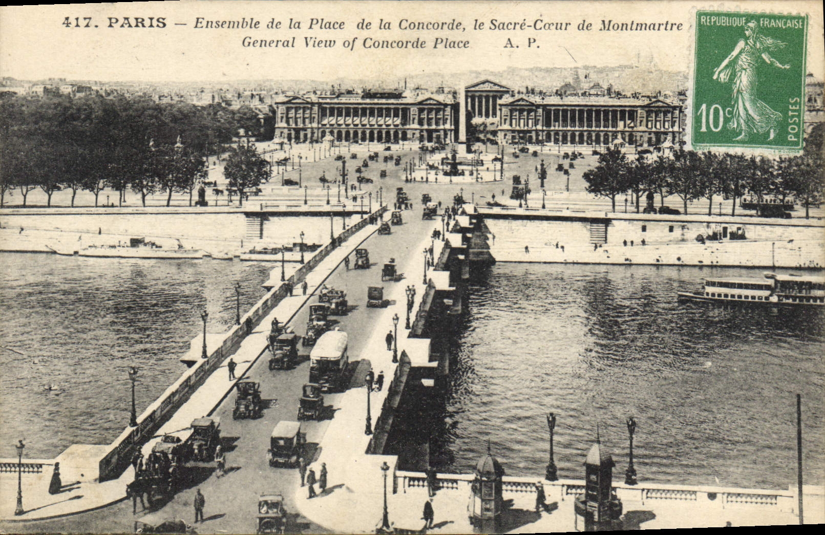 CPA Paris Ensemble de la Place de la Concorde le Sacre Coeur de Mntmartre 