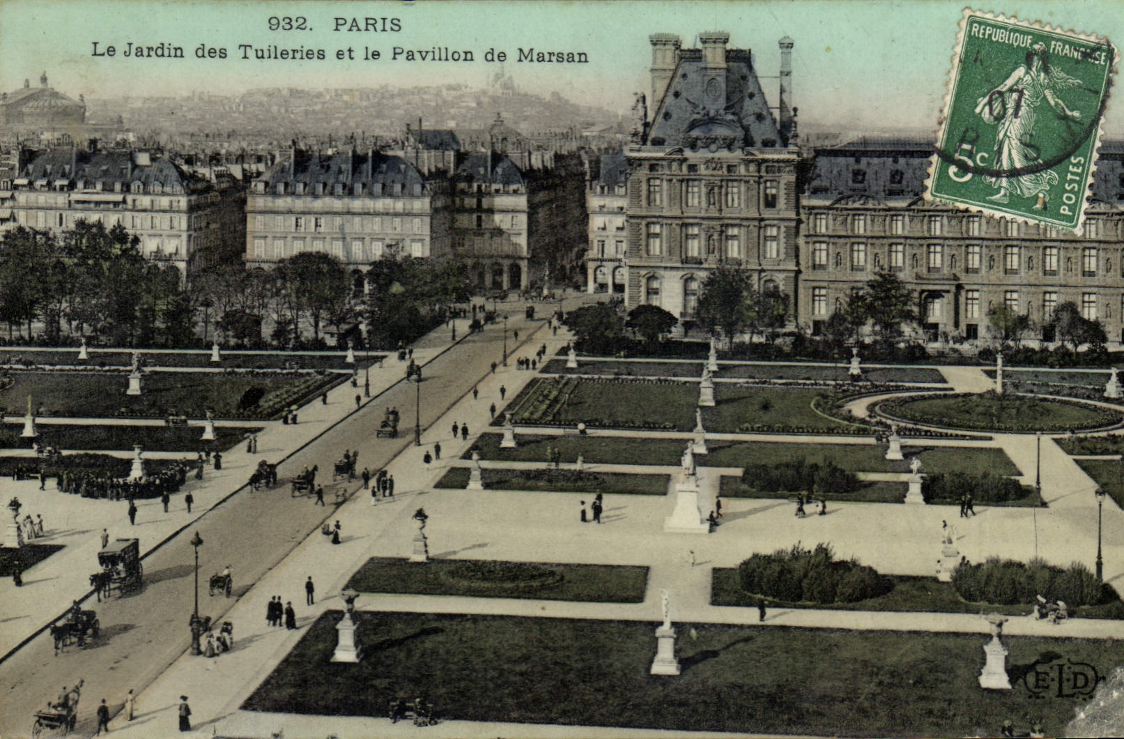 CPA Paris Le Jardin des Tulleries et le Pavillon de Marsan