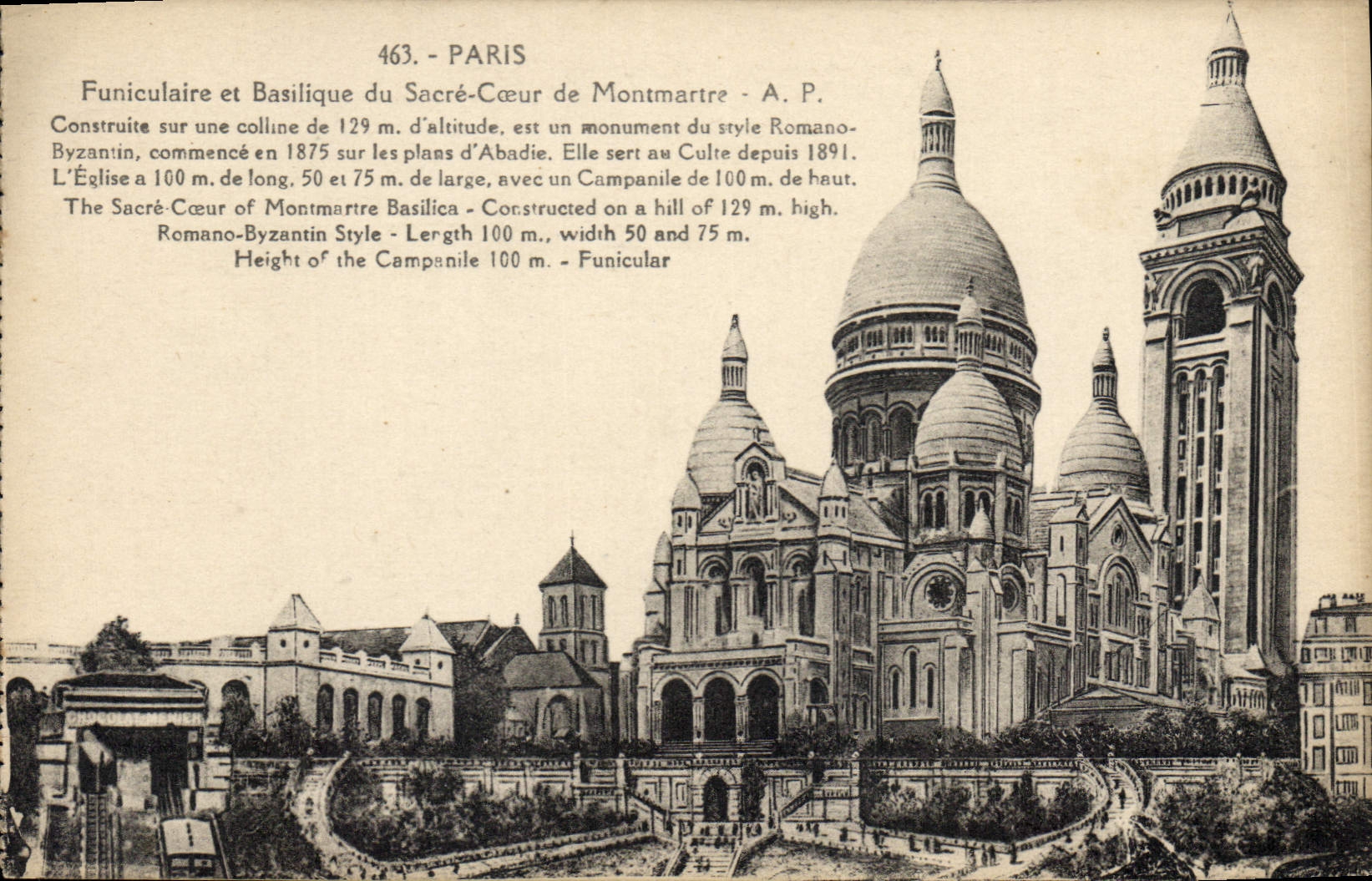 CPA Paris Funiculaire et Basilique de Sacre Coeur de Montmartre