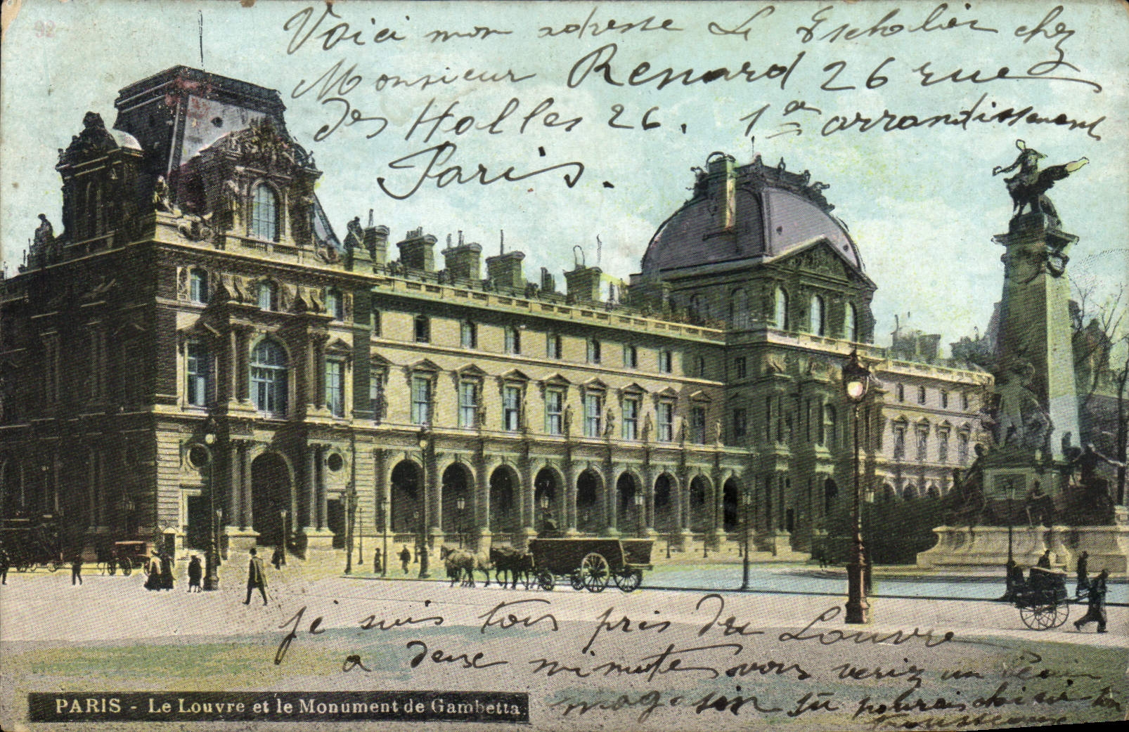 CPA Paris Le Louvre et le Monument de Gambetta