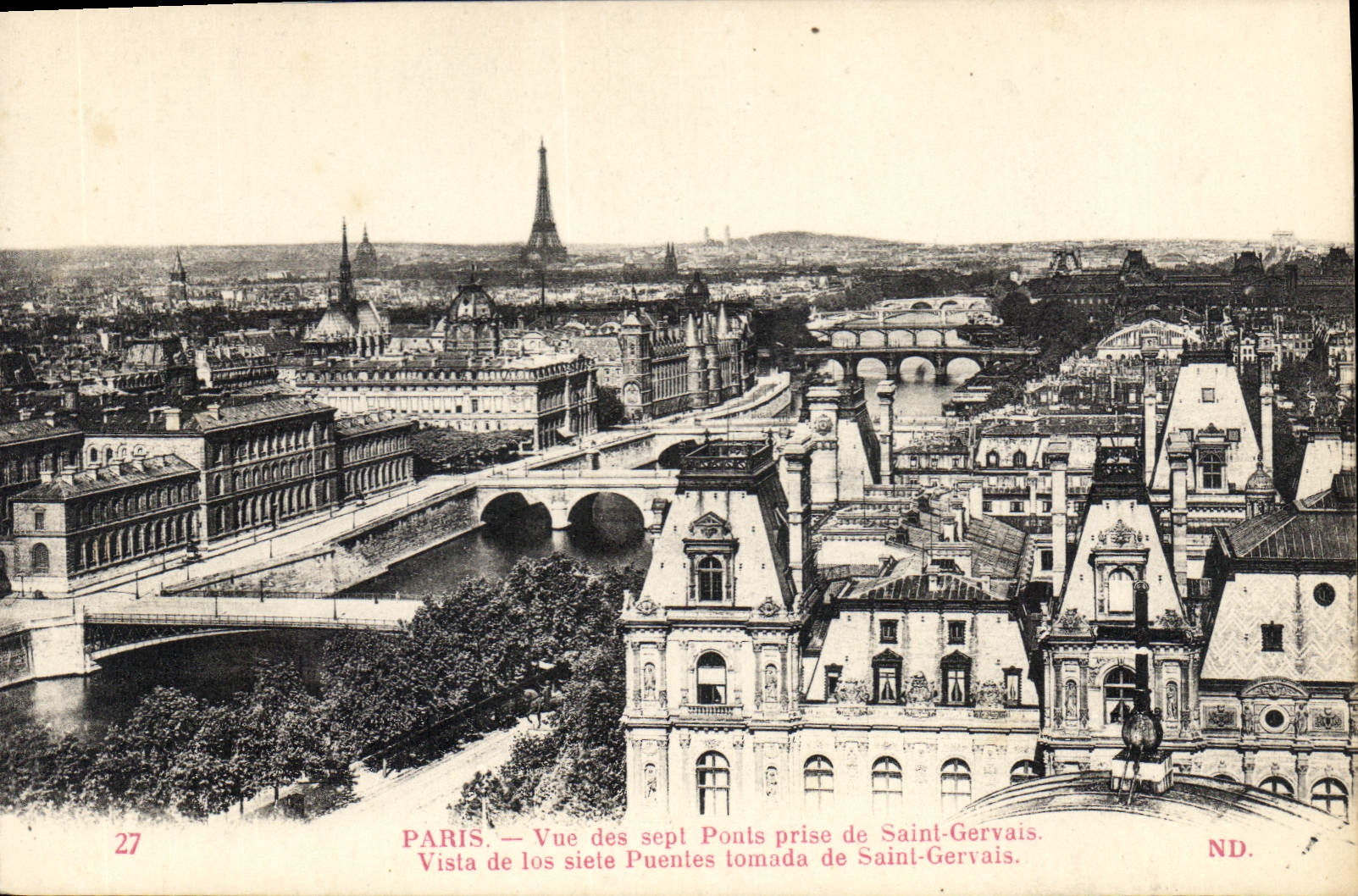 CPA Paris Vue des sept Ponts prise de Saint Garvais 