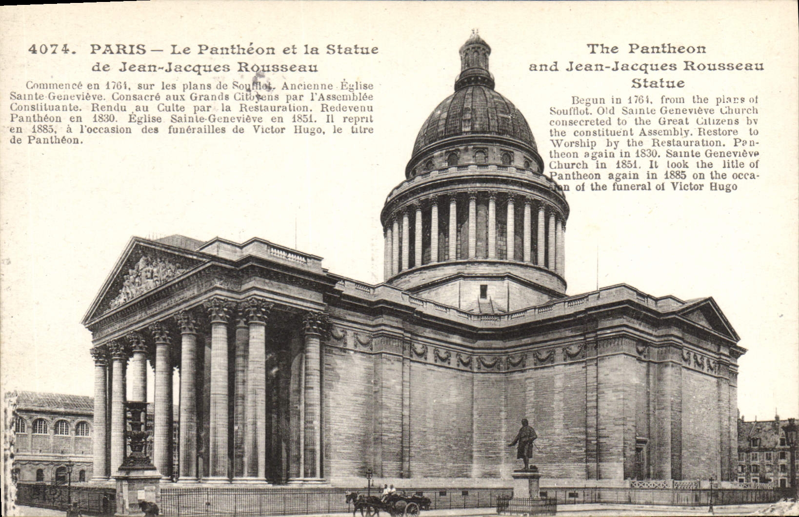 CPA Paris Le Pantheon et la Statue de Jean Jacques Rousseau