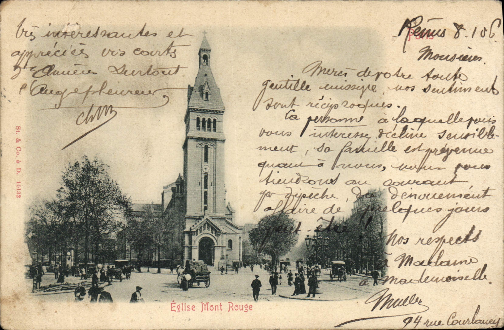 CPA Paris Eglise Mont Rouge 