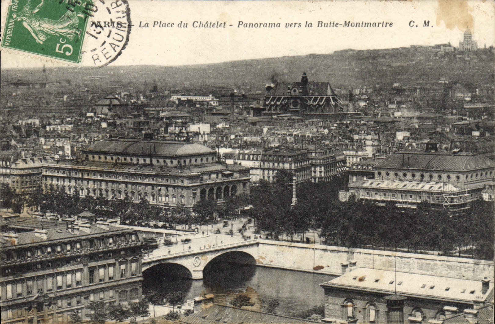 CPA Paris La Place du Chatelet Panorama vers la Butte Montmartre 