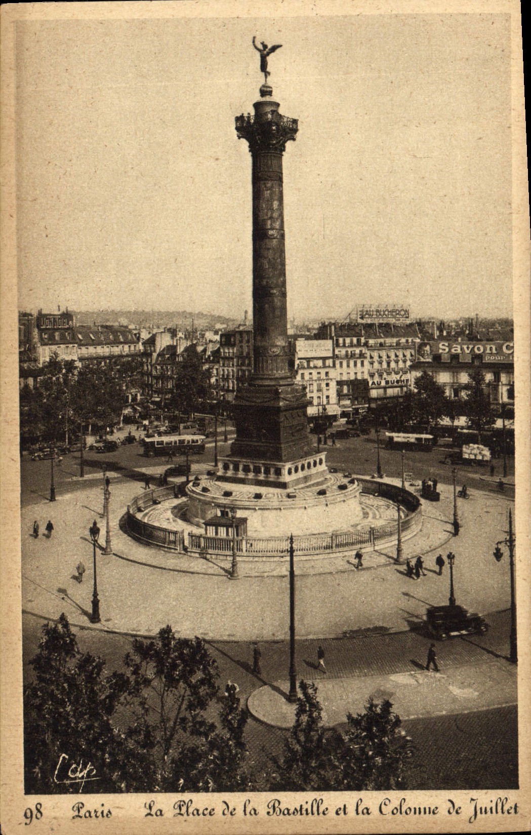CPA Paris La Place de la Bastille et la Colonne de Juillet