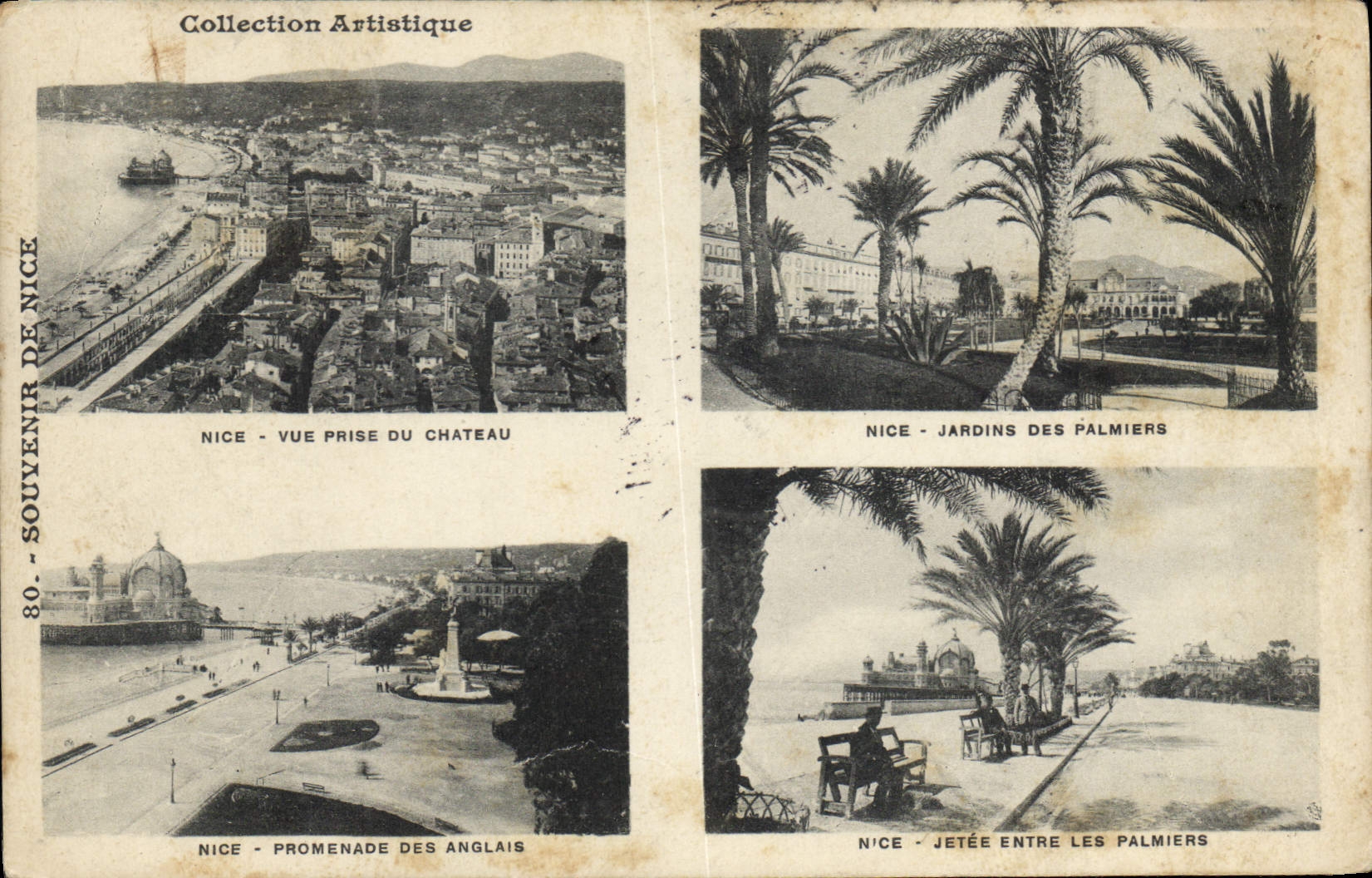CPA Collection Artistique Souvenir de Nice Vue prise du Chateau Jardins des Palmiers Promenade des A