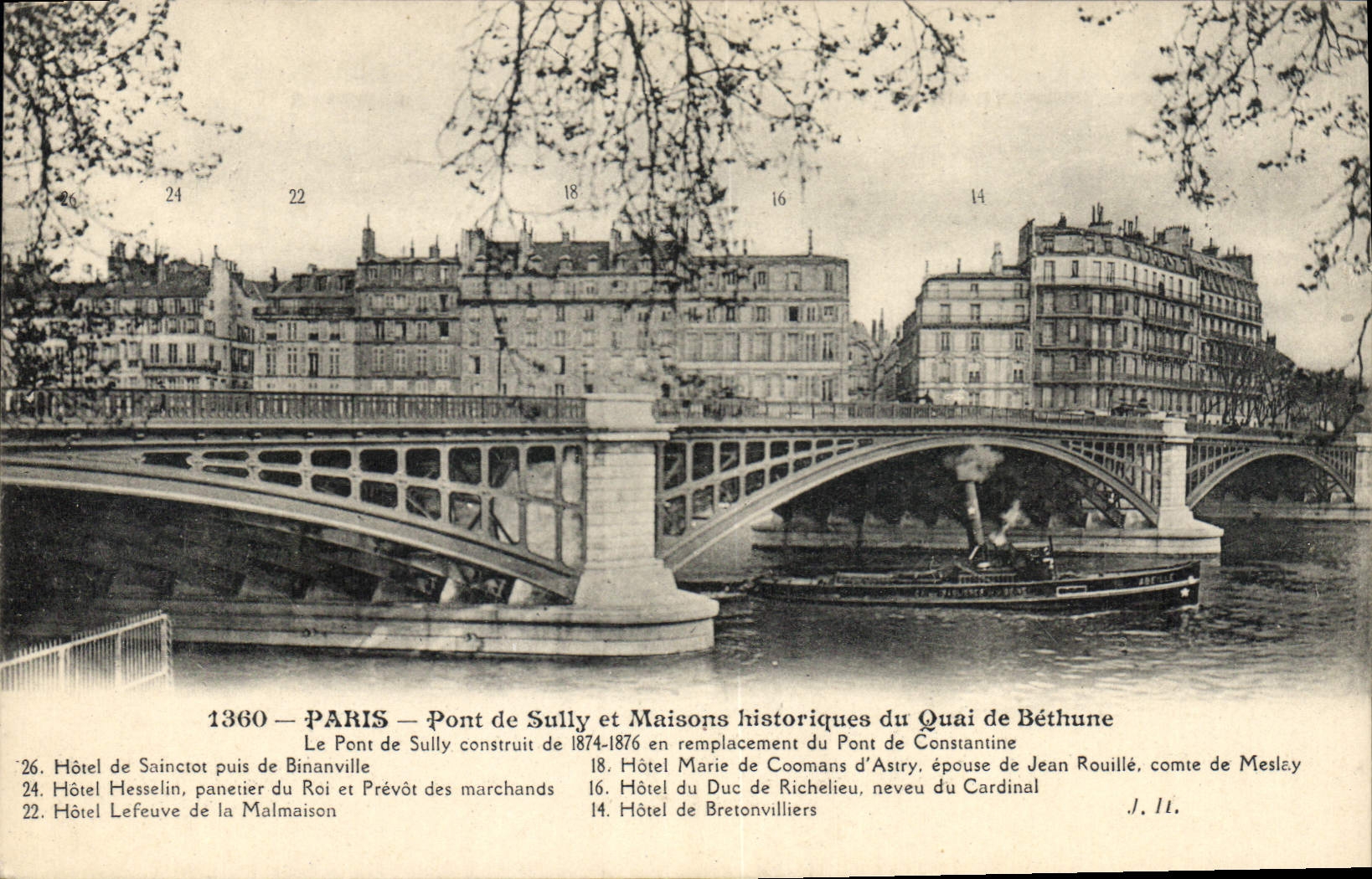 CPA Paris Pont de Sully et Maisons hostorique du Quai de Bethune 