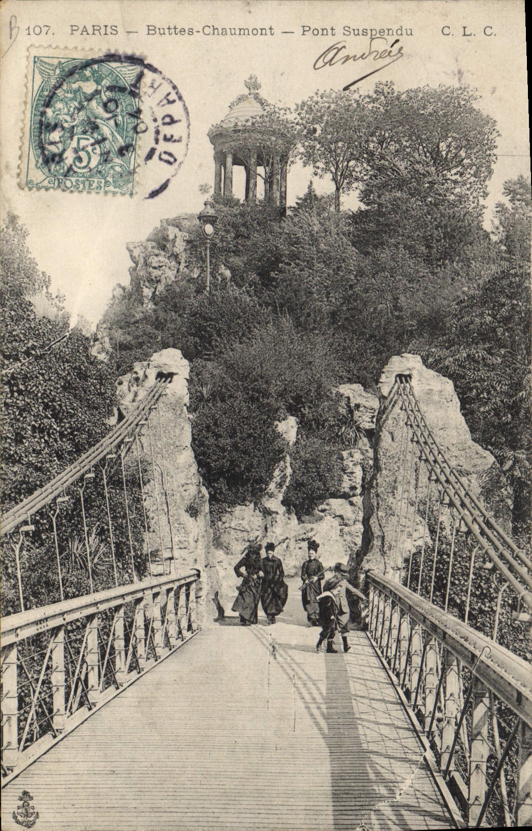 CPA Paris Buttes Chaumont Pont suspendu 