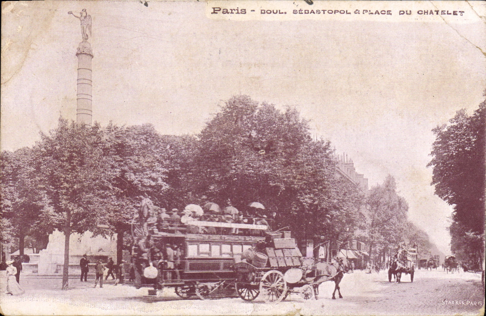 CPA Paris Boul Sebastopol et Place du Chatelet