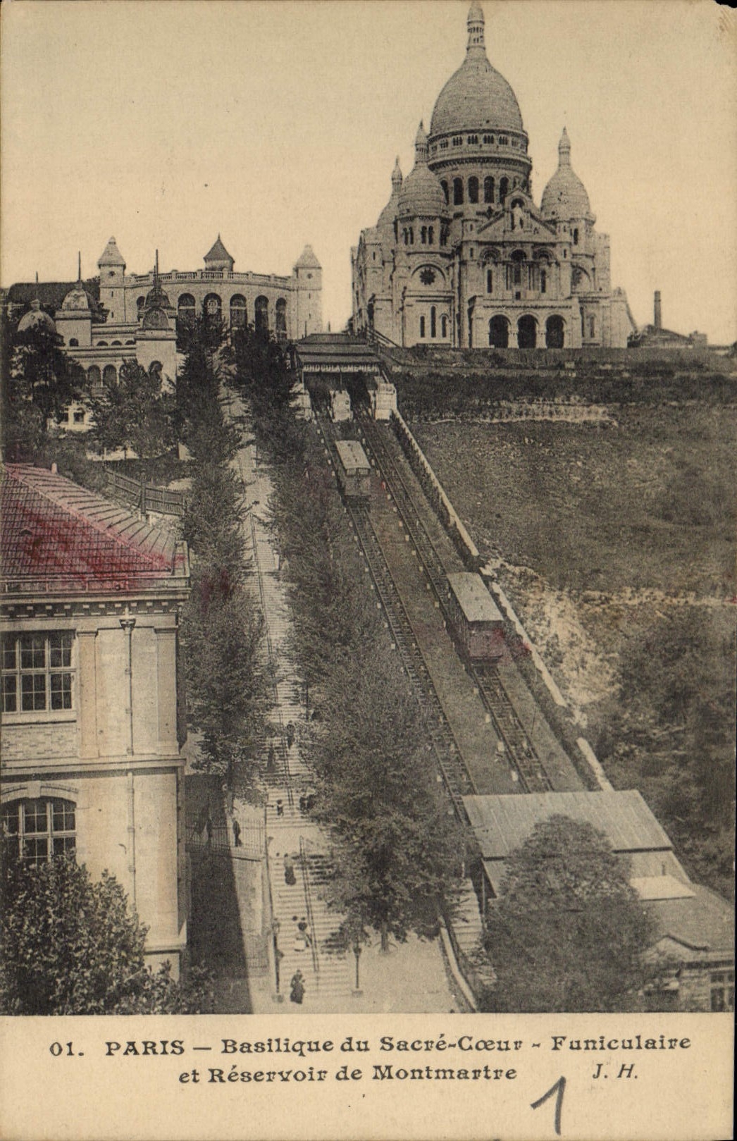 CPA Paris Basilique du Sacre Coeur Funiculaire et Reservoir de Montmartre