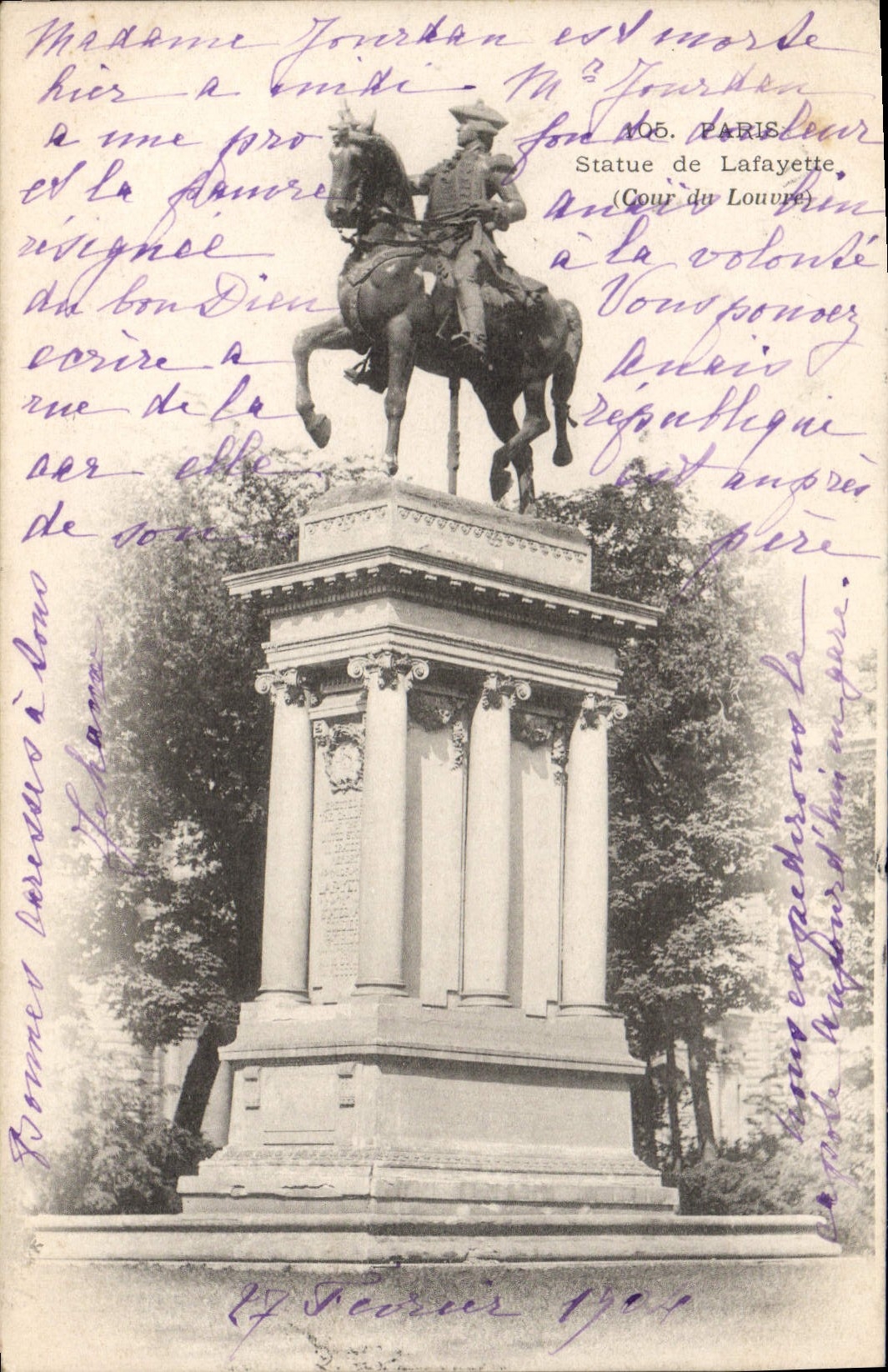 CPA Paris Statue de Lafayette Cour du Louvre