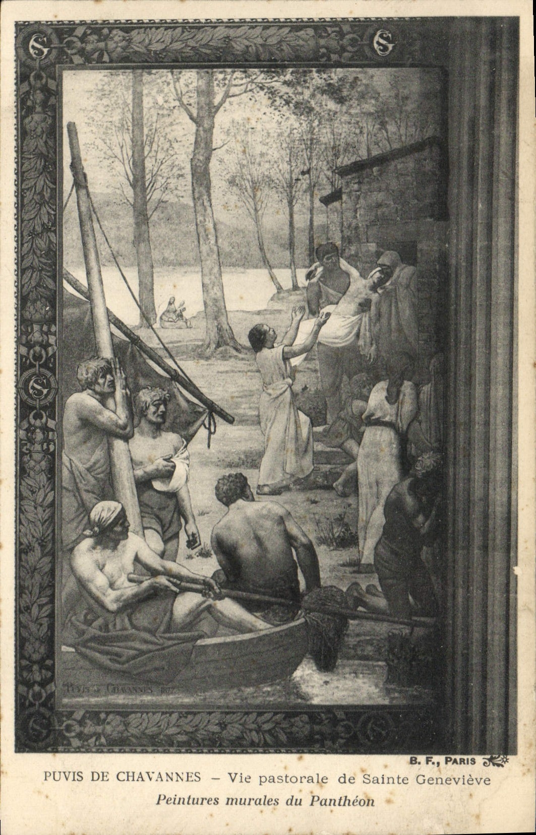 CPA Paris Puvis de Chavannes vis Pastorale de Saint Genevieve Peintures murales du Pantheon 