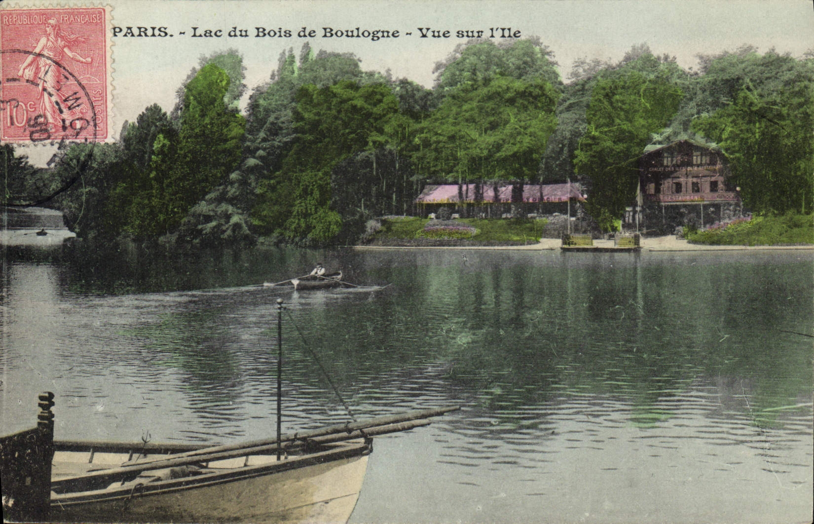 CPA Paris Lac du Bois de Boulogne vue sur l'Ile 