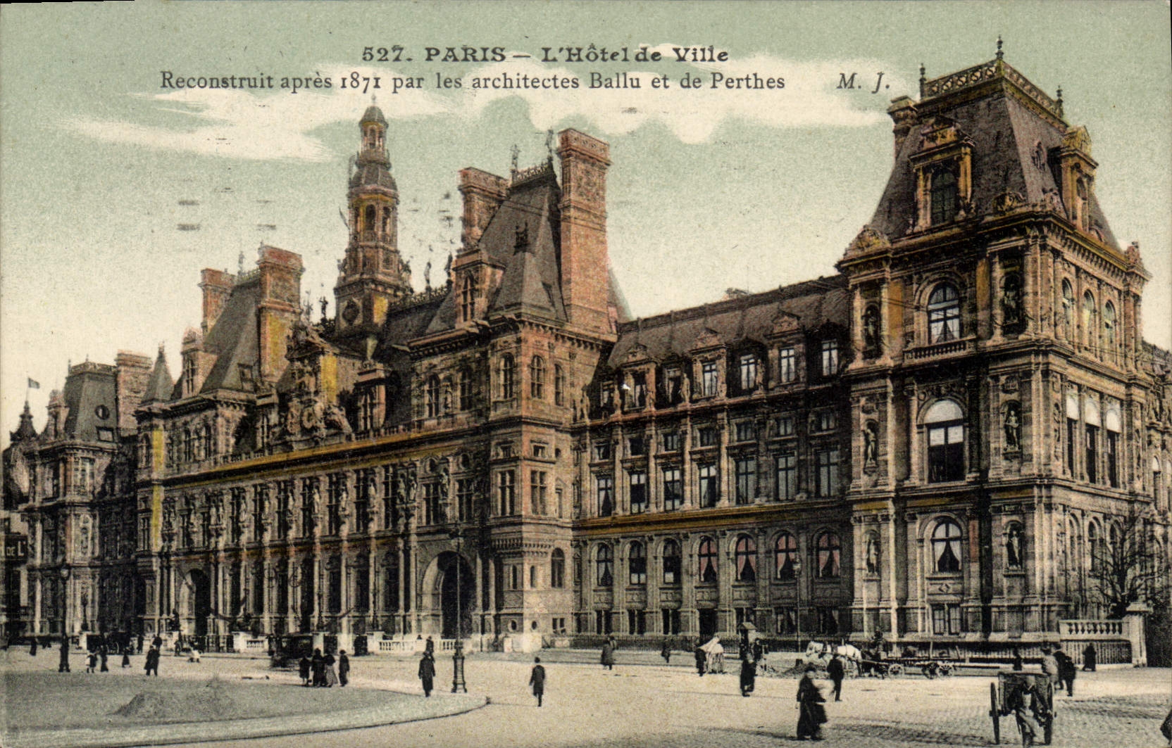 CPA Paris l'hotel de Ville Reconstruit apres 1871 par les architectes Ballu et de Perthes