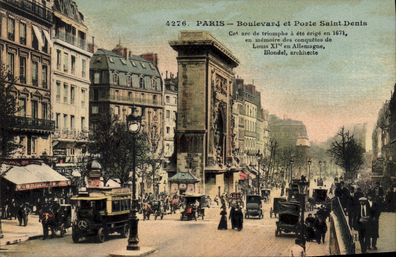CPA Paris Boulevard et Porte Saint Denis cette arc de triomphe a ete erige en 1671 en memoire des co