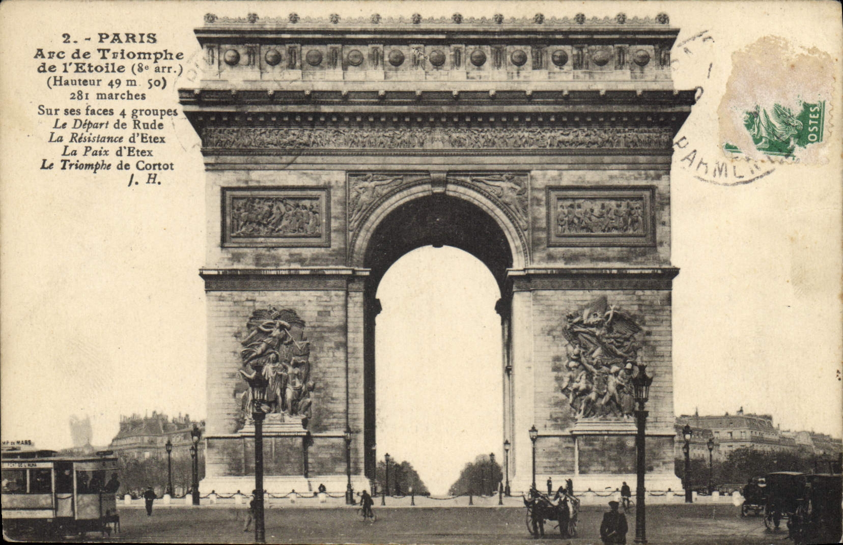 CPA Paris Arc de Triomphe de l'Etoile 8e arr sur ses faces 4 groupes le Depart de Rude la Resistance