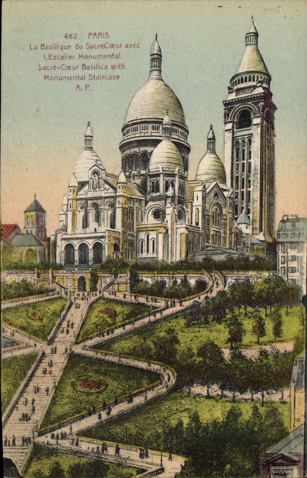 CPA Paris la Basilique du Sacre Coeur avec l'escalier monumental 