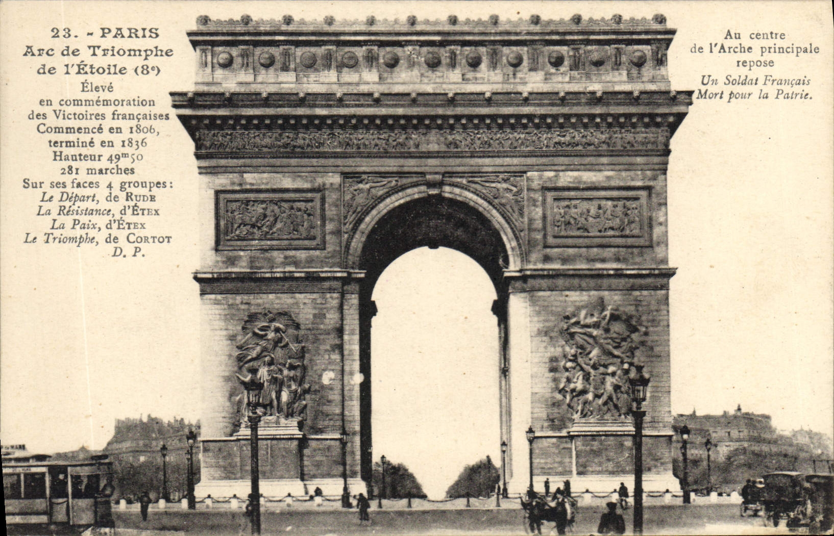 CPA Paris Arc de Triomphe de l'Etoile 8e en commemoration des Victoires Francaises Commence en 1806 