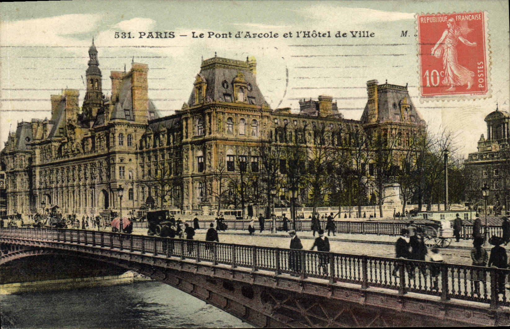 CPA Paris le Pont d'Arcole et hotel de Ville