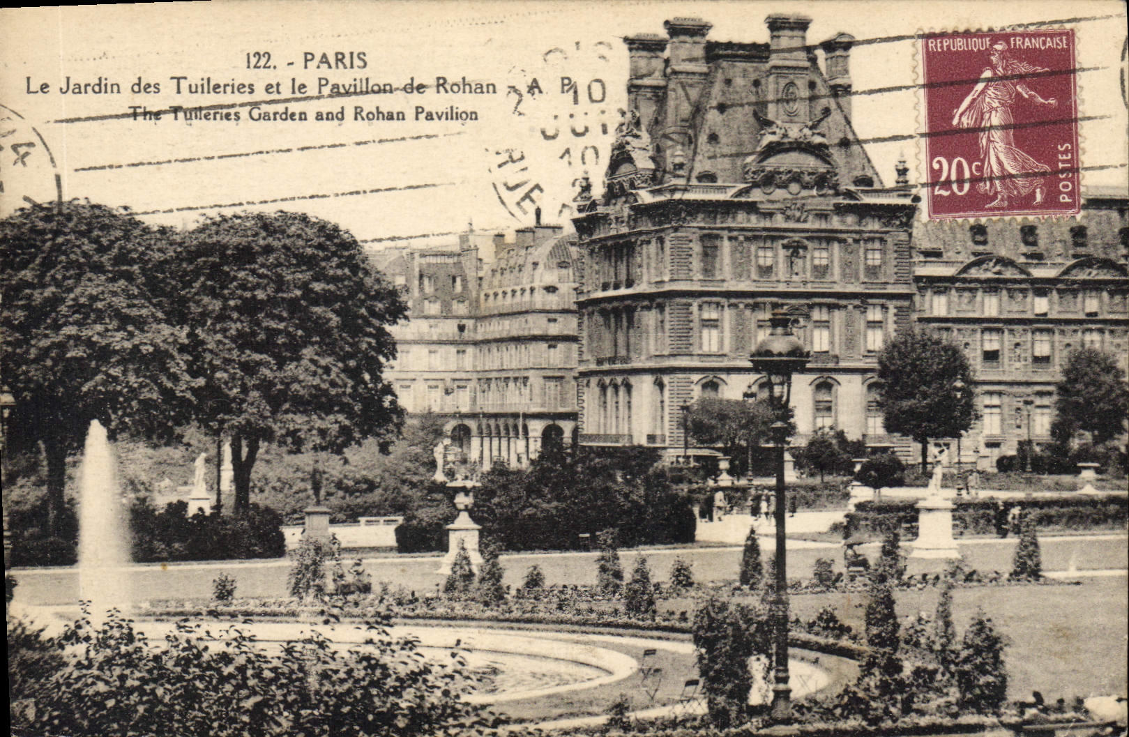 CPA Paris le jardin des Tuileries et le Pavillon de Rohan 