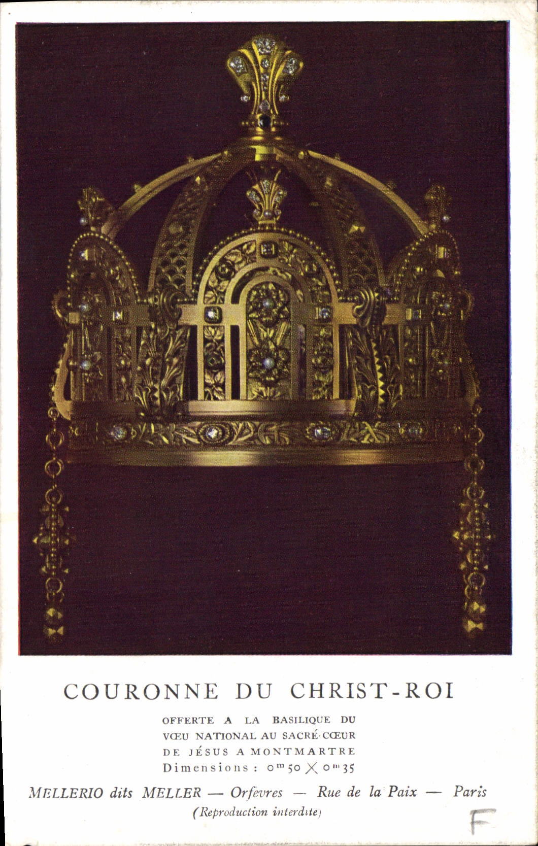 CPA Couronne du Christ Roi offert a la Basilique du vceu national au sacre coeur de jesus a Montmart